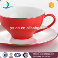 China 170ml rote Keramik elegante Teetasse und Untertasse für zu Hause